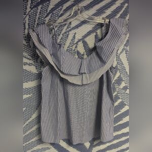 A New Day Striped Blue Ruffle Top
